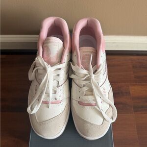 New Balance Cream and Pink Athletic Shoes